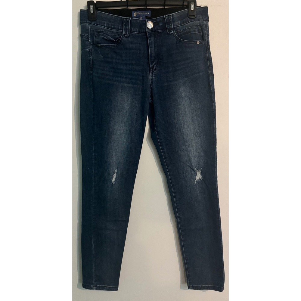 Democracy Womans Ab-Solution Sz 12 Skinny Jeans Distressed Dark Wash Stretch
